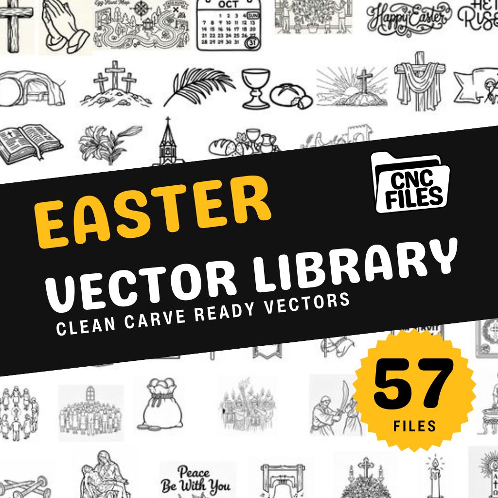 An image of a CNC file showing a festive Easter-themed design, perfect for creating decorations or craft projects.