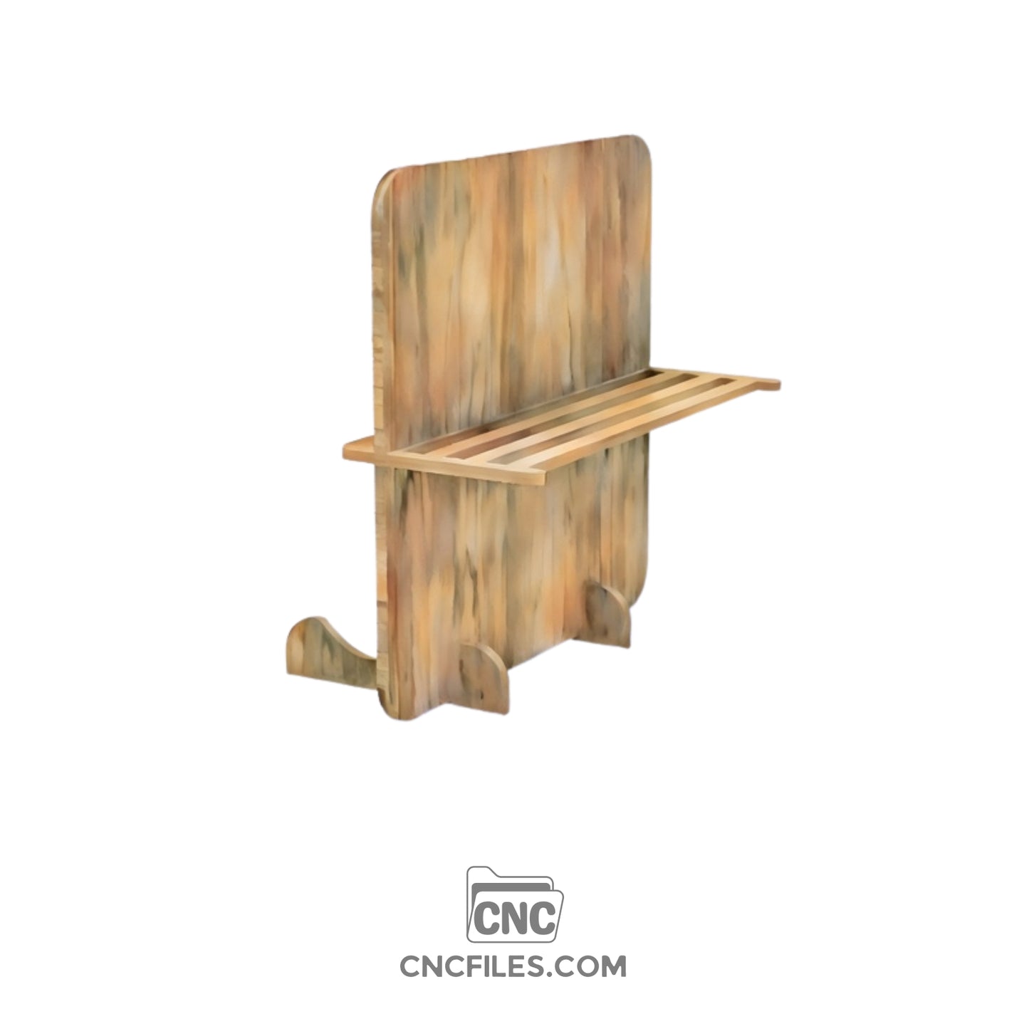 An image of a CNC file showing a horizontal hanging display shelf designed for organizing and showcasing products in a retail or market setting.