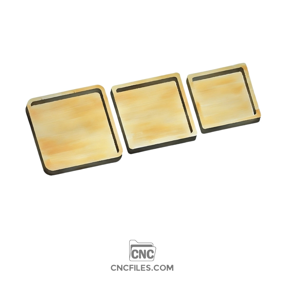 An image of a CNC file showing a set of nesting square trays designed for organizing and storing small items.