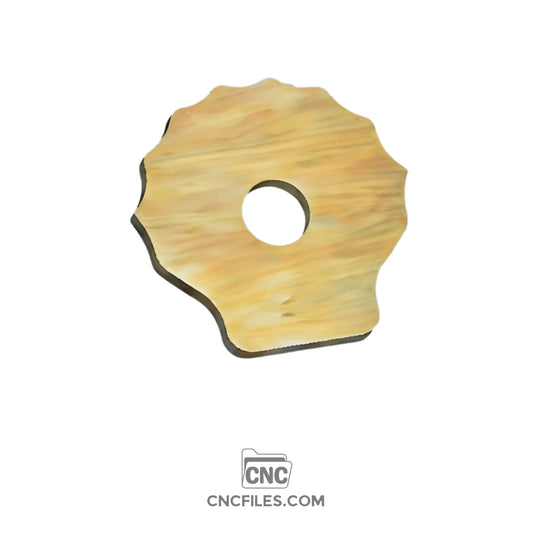 An image of a CNC file showing a sea shell shaped earring box with an acrylic lid designed for storing and displaying small jewelry items.