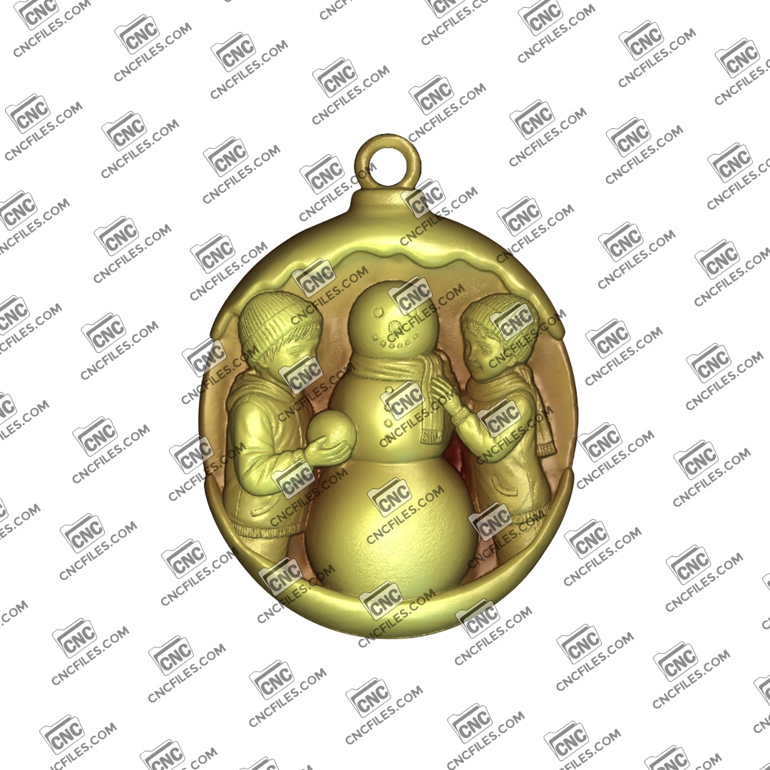 Snowman Buddies Ornament 3D Relief