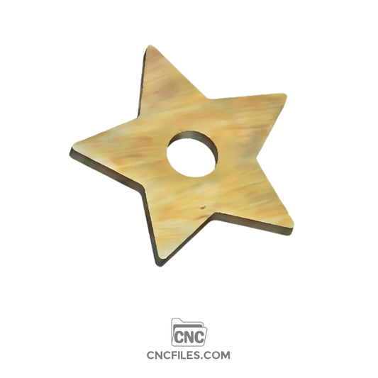 An image of a CNC file showing a star shape earring box with an acrylic lid, designed for storing and displaying small jewelry items.