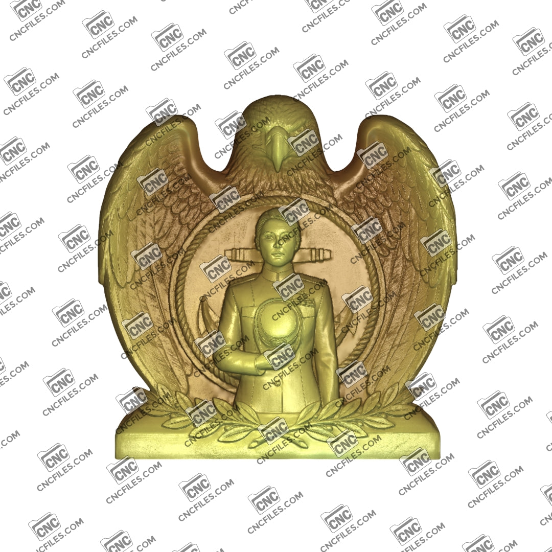 An image of a CNC file showing a “Wings of Service: Female Navy” design, perfect for creating a detailed, honor-themed decorative piece.