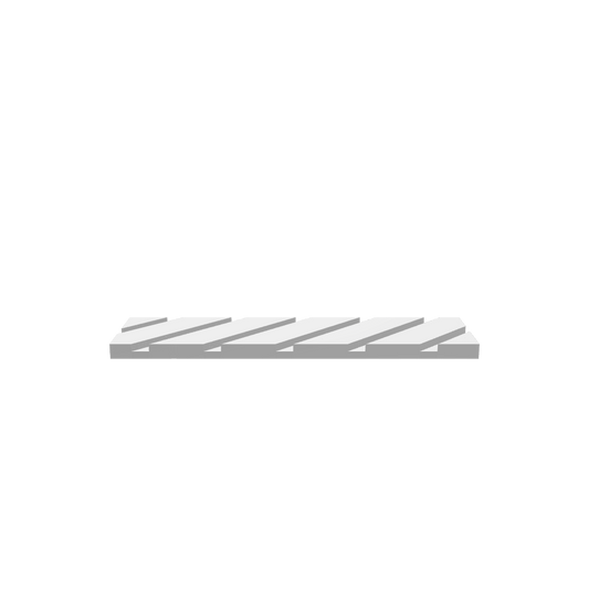 GLB of render file of a 0.75 flat cutting board stand illustrating a simple wooden holder used for organizing and presenting cutting boards in kitchens or shops.