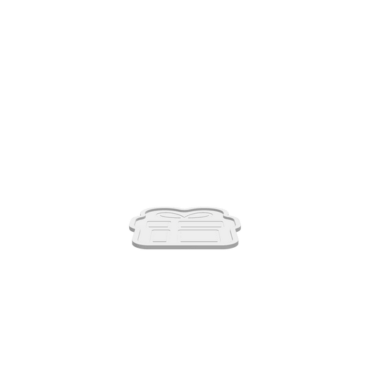 GLB of render file of a 3D holiday gift tray with an abstract, festive pattern.