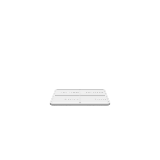 GLB of render file of a Giant 4 Quarter Cheese Board, displaying the 3D shape, smooth edges, and clear four-section layout for easy visualization.