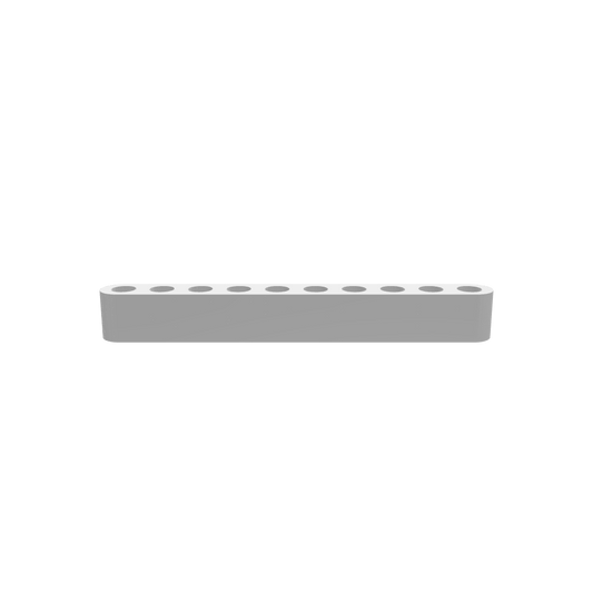 A 3D render of CNC file showing a Modern Propagation Station 10x featuring ten test-tube style holders arranged in a modern wooden base for displaying plant cuttings.