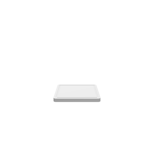 GLB of render file of a rustic square cutting board with a juice groove, designed for practical kitchen use.