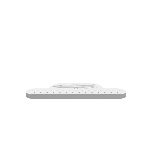 GLB of render file of a trout-shaped tie rack, ready for 3D viewing or digital design use.