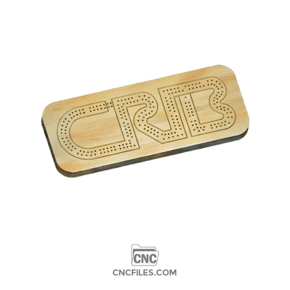 An image of a CNC file showing a 2 Person Crib Standard Cribbage Board design with peg holes and smooth edges.