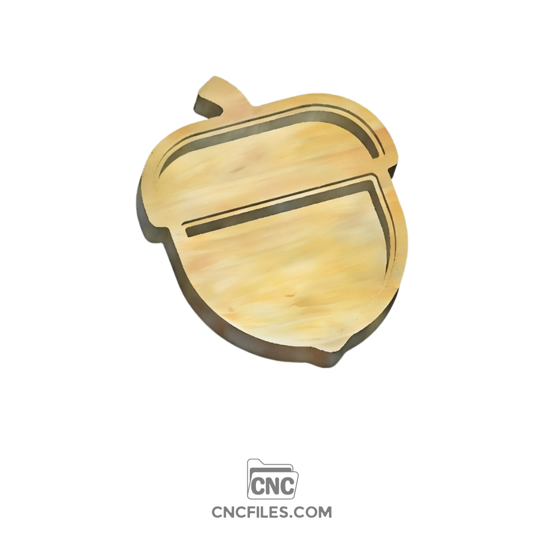 An image of a CNC file showing an acorn-shaped jewellery box with a fitted acrylic lid, designed as the main box part for organized small item storage.