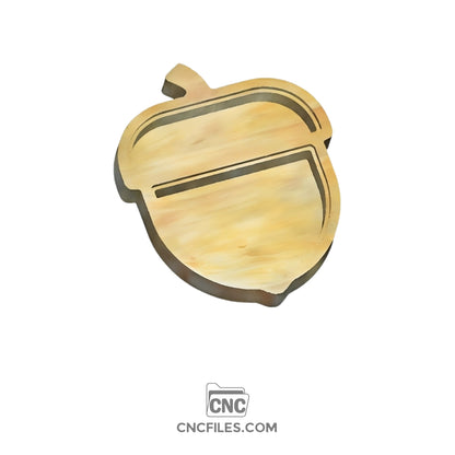 An image of a CNC file showing an acorn-shaped jewellery box with a fitted acrylic lid, designed as the main box part for organized small item storage.