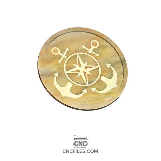 An image of a CNC file showing an Anchor and Compass Rose Tray design with detailed nautical patterns.