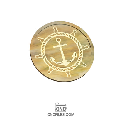 An image of a CNC file showing an Anchor and Wheel Tray with a detailed nautical-themed design.