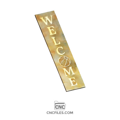 An image of a CNC file showing a Beach Ball Welcome Porch Board design with a playful summer theme, ideal for porch.