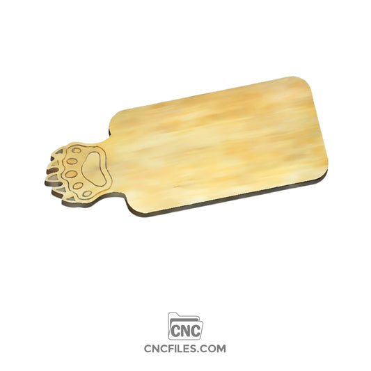 An image of a CNC file showing a bear paw–shaped cheese board design, made for precise cutting and smooth edges.