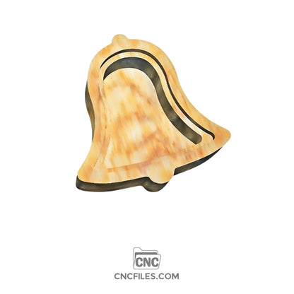 An image of a CNC file showing a bell shaped earring box with an acrylic lid designed for storing and displaying small jewelry items.