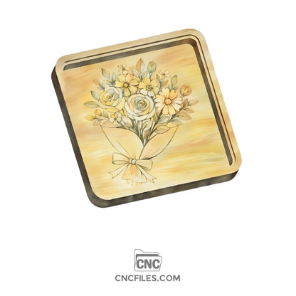 An image of a CNC file showing a bunch of flowers shaped jewelry box designed for storing and organizing small accessories.