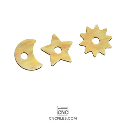 An image of a CNC file showing a celestial themed earring box with an acrylic lid designed for storing and displaying small jewelry items.