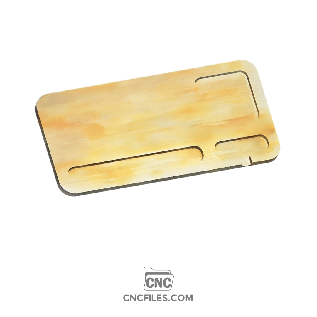 An image of a CNC file showing a cheese board with a knife cutout design, made for wood cutting and kitchen serving projects.