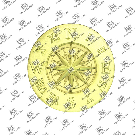 An image of a CNC file showing a classic compass rose Roman clock designed for decorative wall or tabletop use.