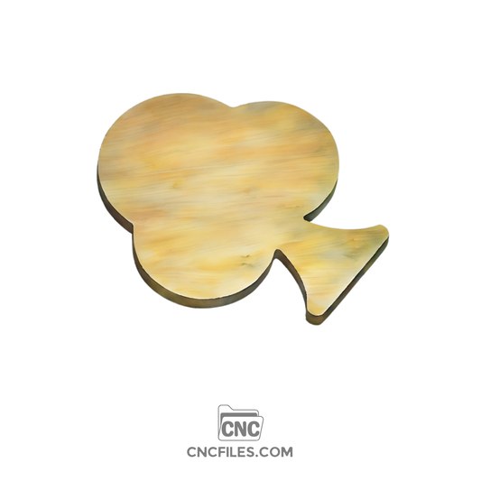 An image of a CNC file showing a Club Suit–shaped cheese board design with clean lines, smooth edges, and a flat surface suitable for cutting and serving.