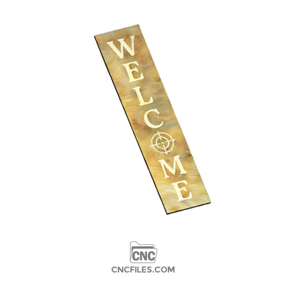 An image of a CNC file showing a Crosshair Target Welcome Porch Board with a detailed circular target design.