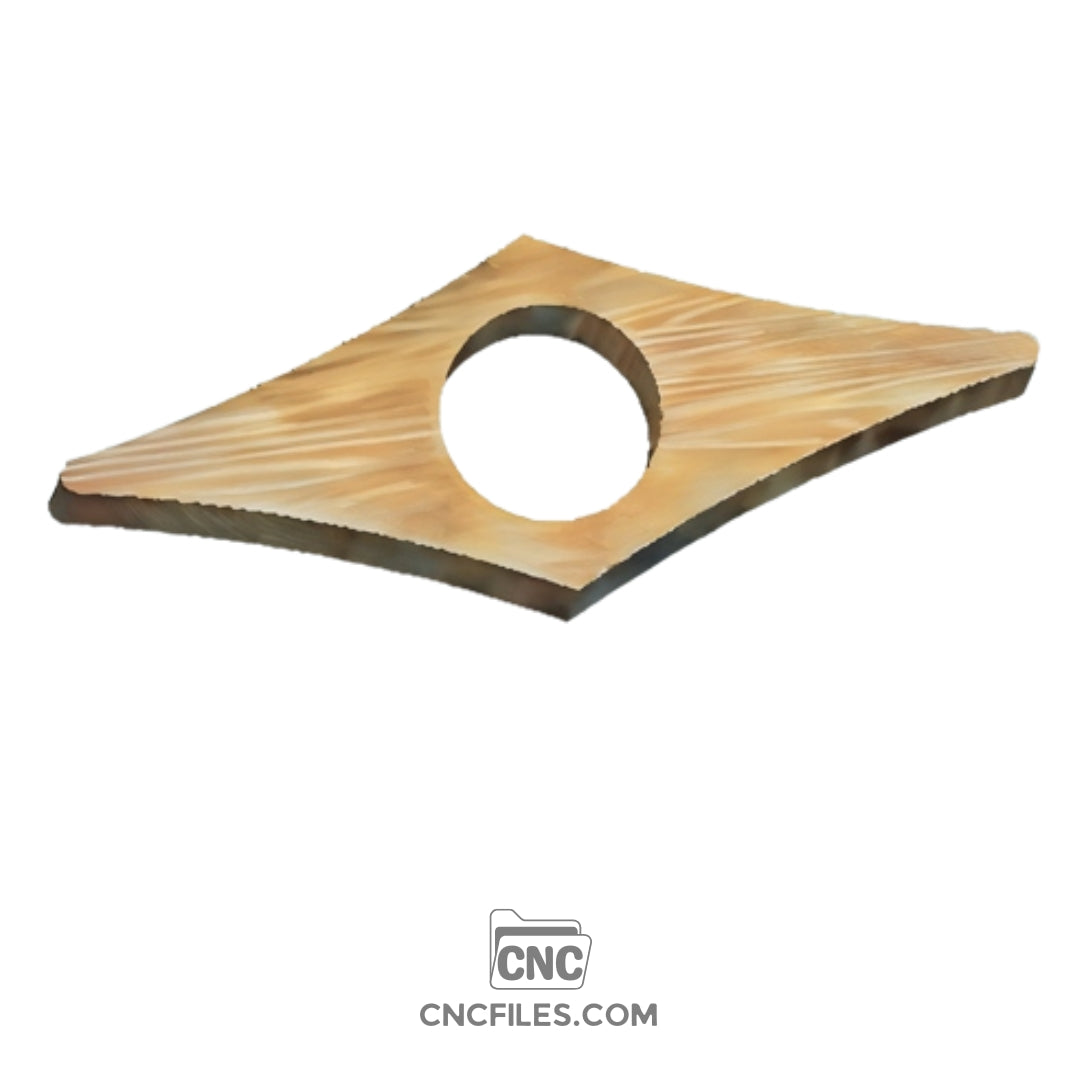 CNC file of Large curved rhombus thumb holder made of durable wood, designed for easy grip and comfortable handling.