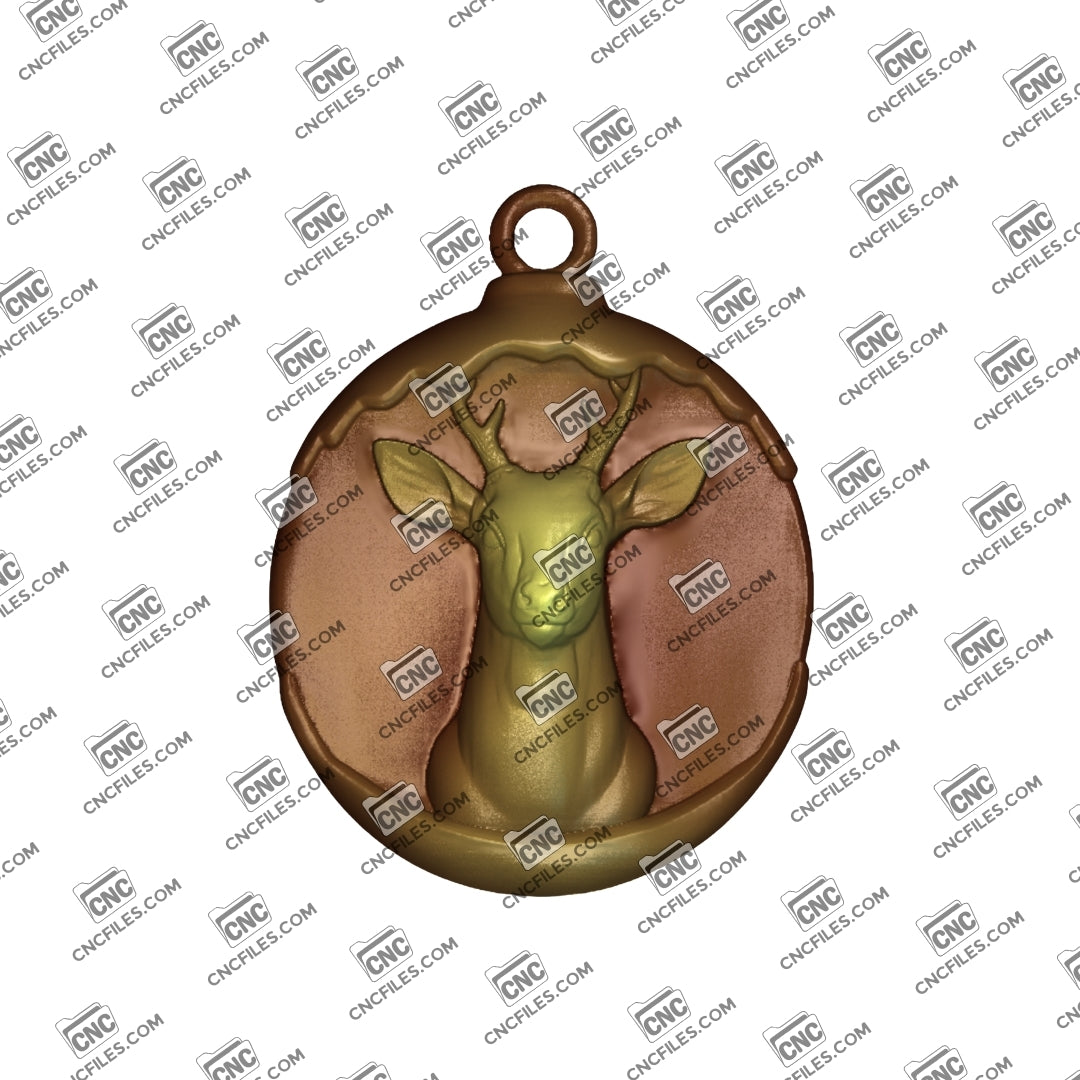An image of a 3D render of CNC file showing detailed antlers and textured features for easy carving and assembly.
