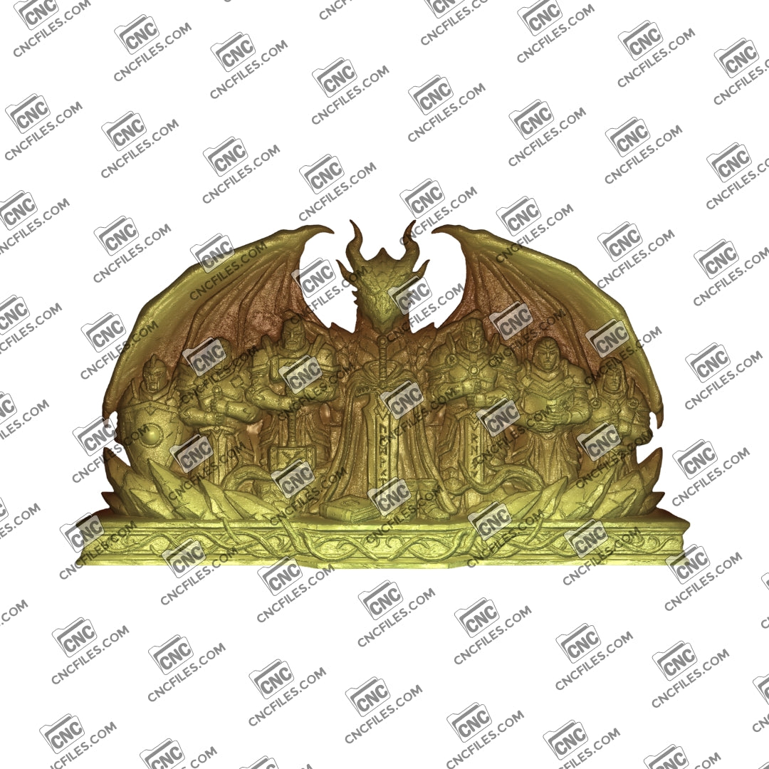 An image of a CNC file showing a dark guardian statue designed for decorative display or fantasy-themed projects.