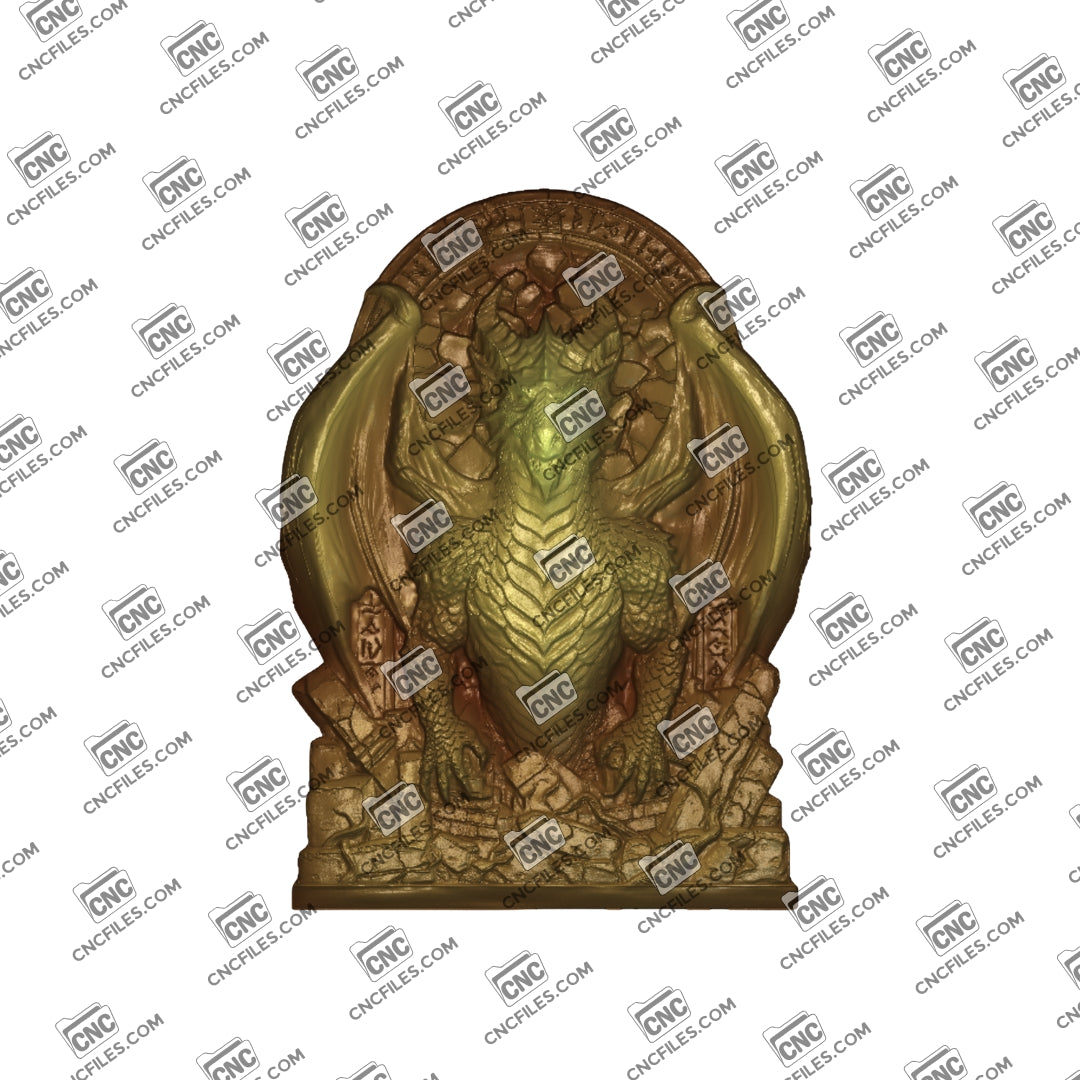 An image of a CNC file showing a detailed Dragon Portal Wyrm figurine designed for carving or display.