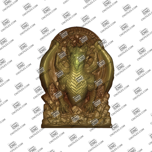 An image of a CNC file showing a detailed Dragon Portal Wyrm figurine designed for carving or display.