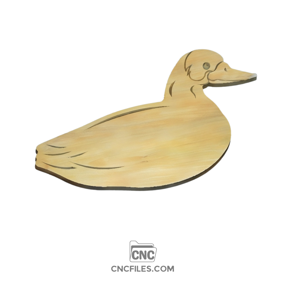 An image of a CNC file showing a duck-shaped cheese board design, clean outlines and smooth edges, ready for cutting and woodworking projects.
