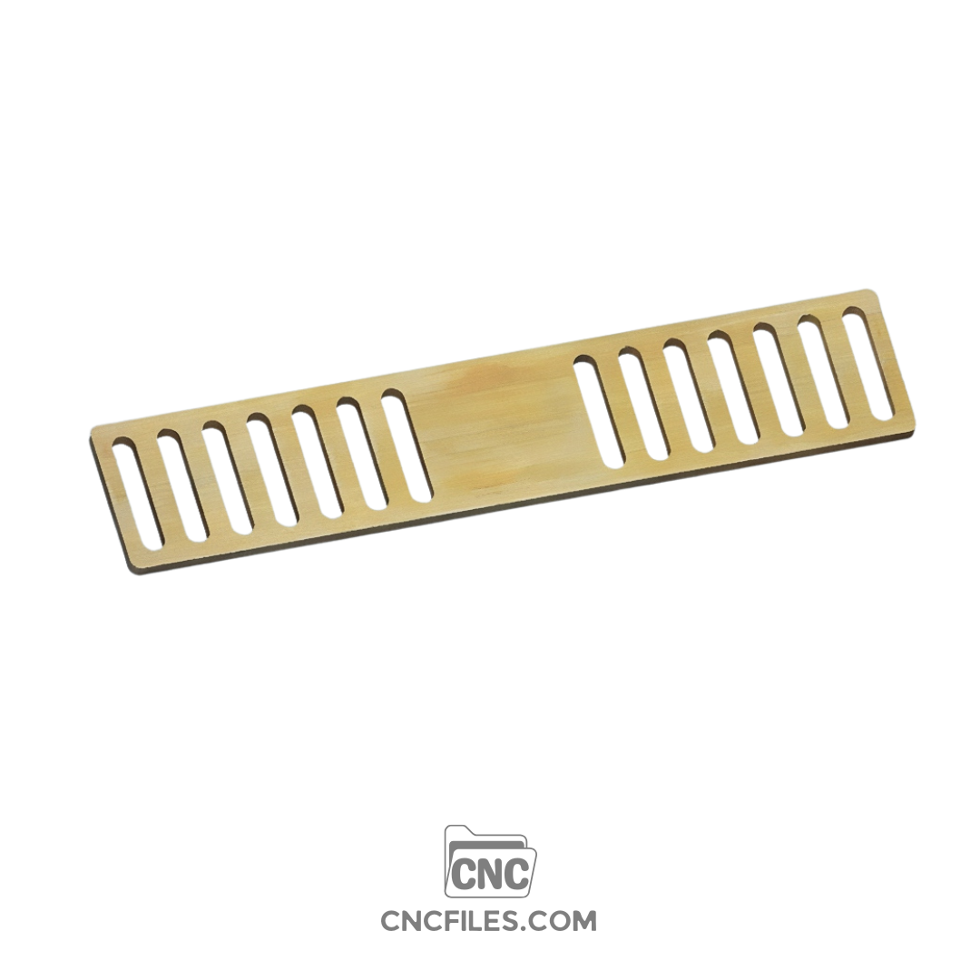 An image of a CNC file showing an engravable crumb grate with clean cut lines and a simple grid pattern, designed for precise CNC cutting.