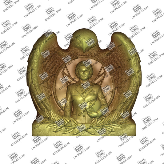 An image of a CNC file showing a detailed female Air Force figure designed for display or carving projects.