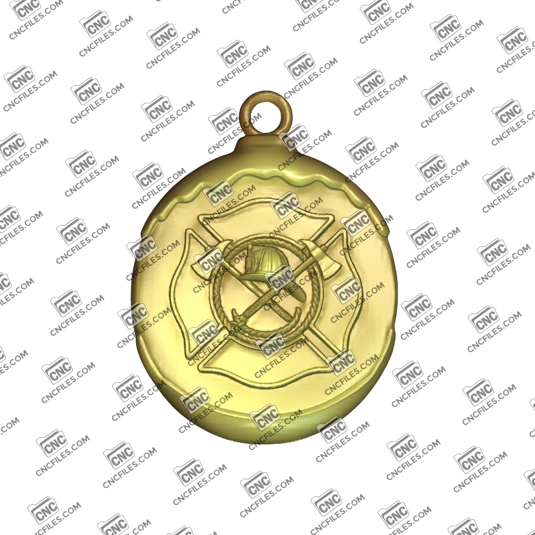 Fire Department Badge Ornament 3D Relief