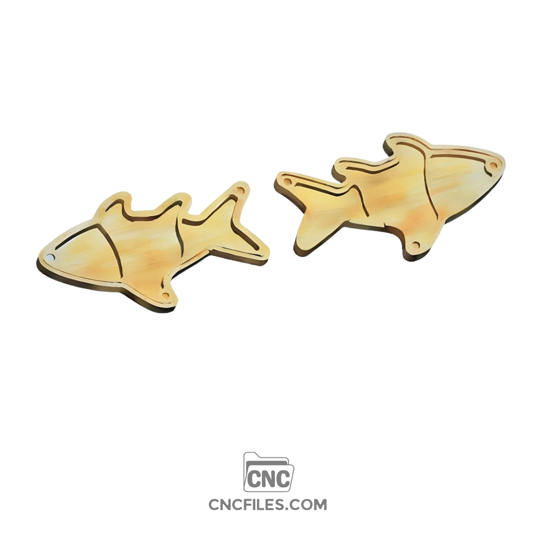An image of a CNC file showing a Fish Dice Tray design, perfect for tabletop gaming or dice storage.