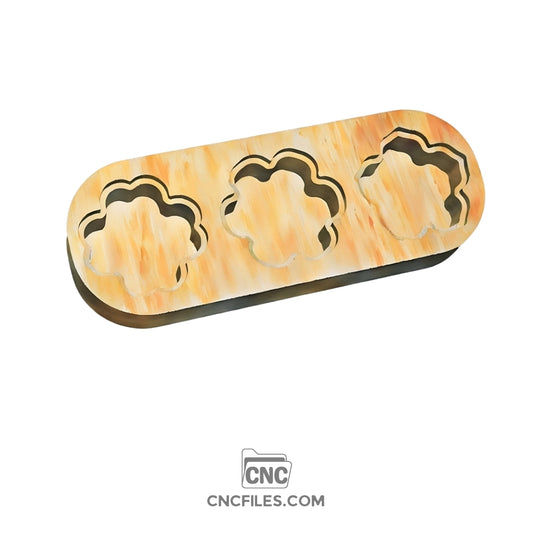 An image of a CNC file showing a flower themed earring box with an acrylic lid designed for storing and displaying small jewelry items.