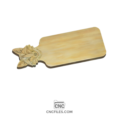 An image of a CNC file showing a fox head–shaped cheese board design, cleanly cut and ready for woodworking or CNC projects.