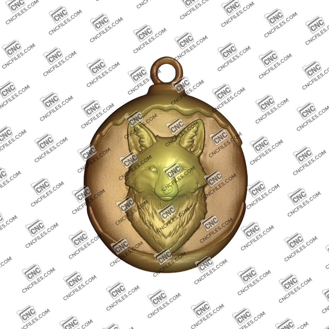 Fox Head Ornament 3D Relief