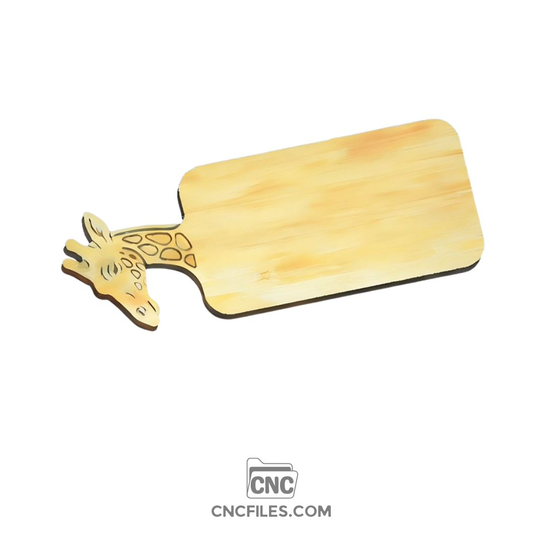An image of a CNC file showing a giraffe head–shaped cheese board design, suitable for cutting and engraving on wood or similar materials.