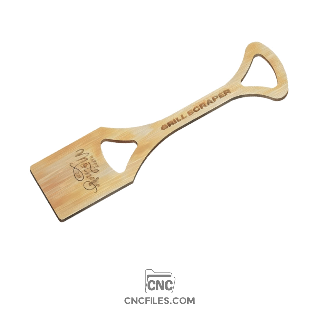 An image of a CNC file showing a Grill Scraper design with a “Happy Mother’s Day” engraving, perfect for woodworking or laser cutting projects.