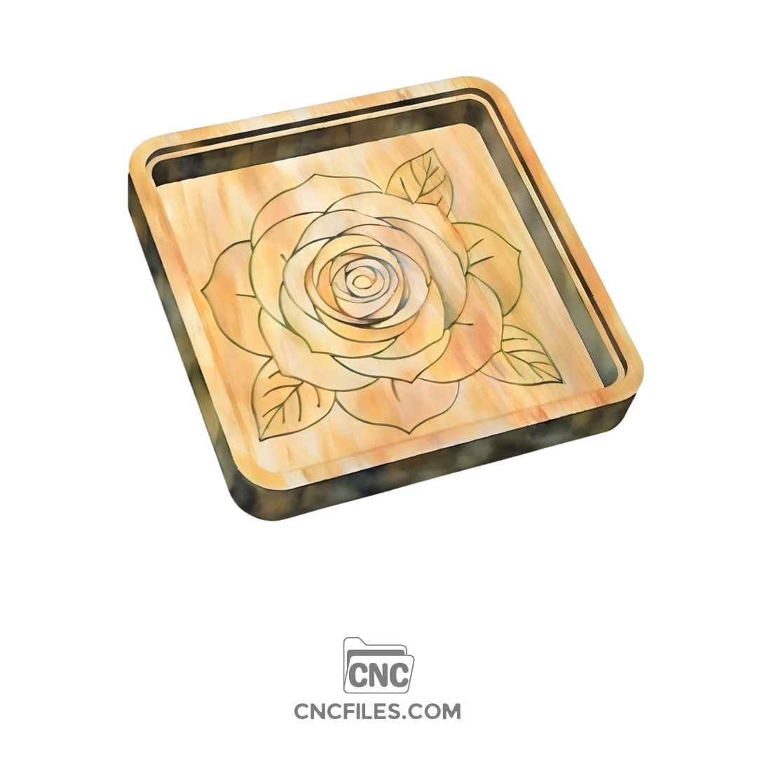 An image of a CNC file showing a head of a rose jewelry box designed for storing small jewelry items like rings or earrings.