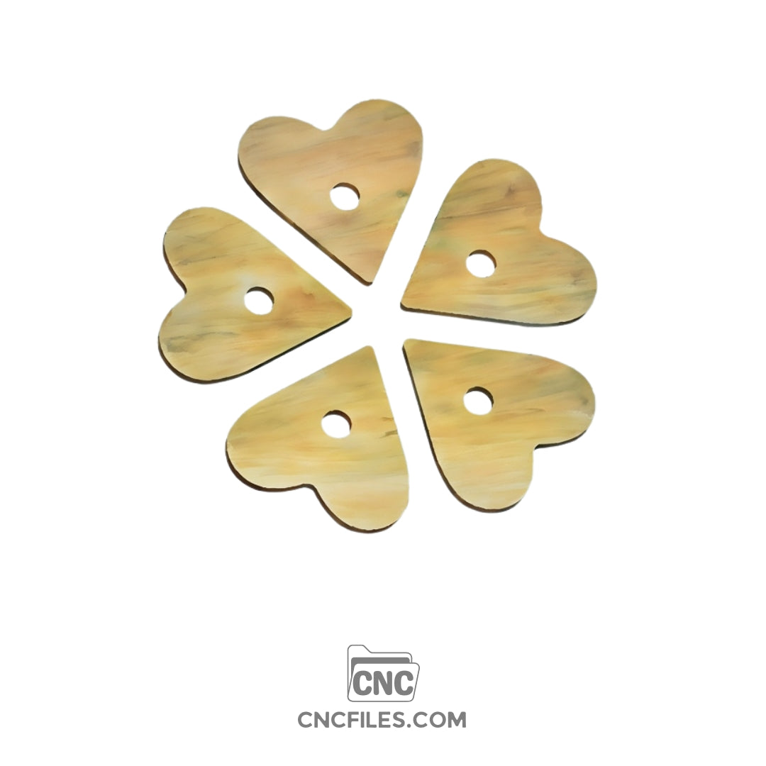 An image of a CNC file showing a heart-shaped jewellery box with petal-style compartments, designed for precise CNC cutting.