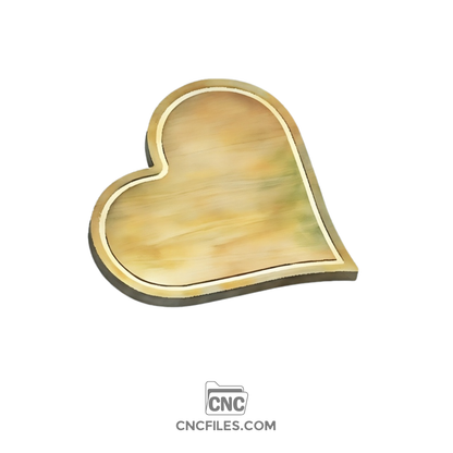 An image of a CNC file showing a heart-shaped cheese board with a smooth surface and a juice groove around the edge.