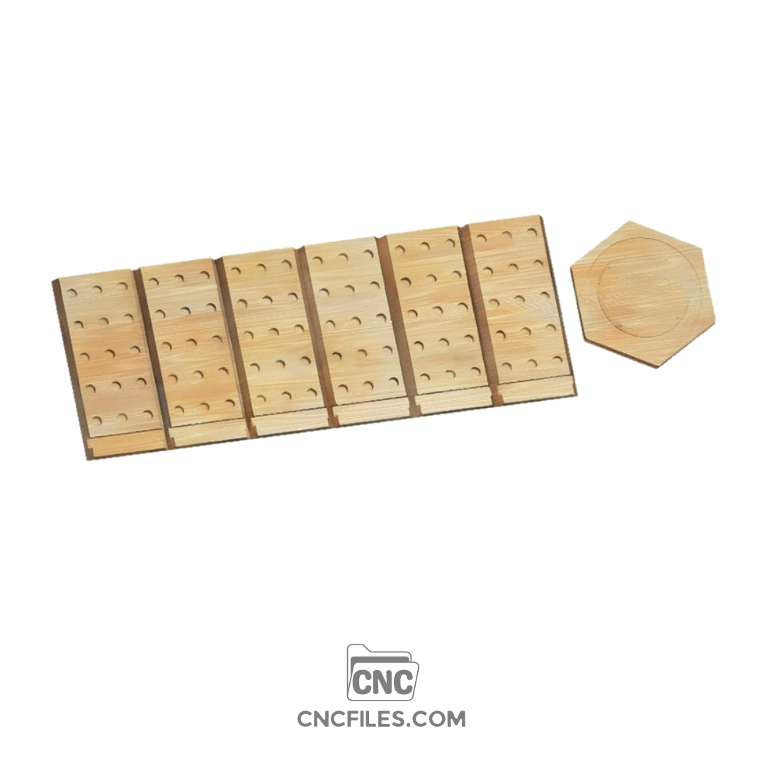 An image of a CNC file showing an exploded view of the hexagonal knife holder