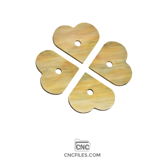 An image of a CNC file showing the Leaf Clover Jewellery Box with an acrylic lid part, designed as a precise cutting template for creating the lid component.