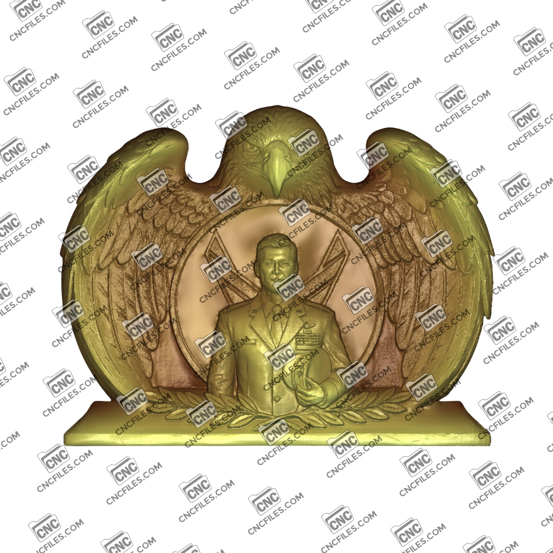 An image of a CNC file showing a male Air Force silhouette design used for creating themed decorative or display items.