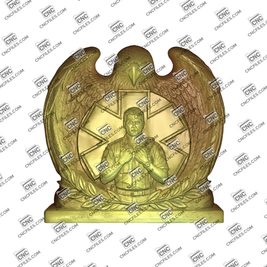 An image of a CNC file showing a male paramedic figure design used for creating themed decorations, signs, or craft projects.