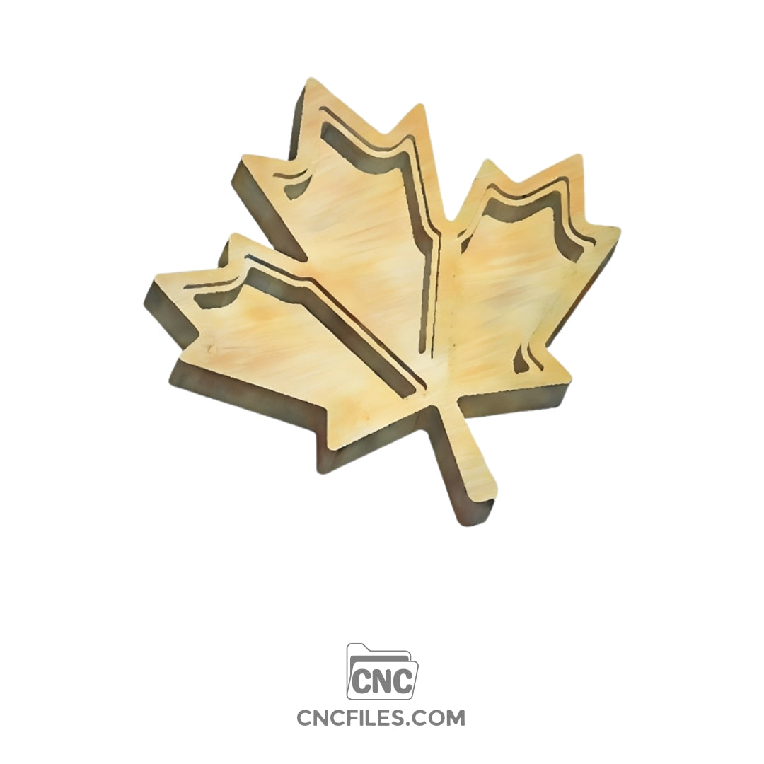 An image of a CNC file showing a maple leaf shaped jewellery box with an acrylic lid designed for storing and displaying small accessories.
